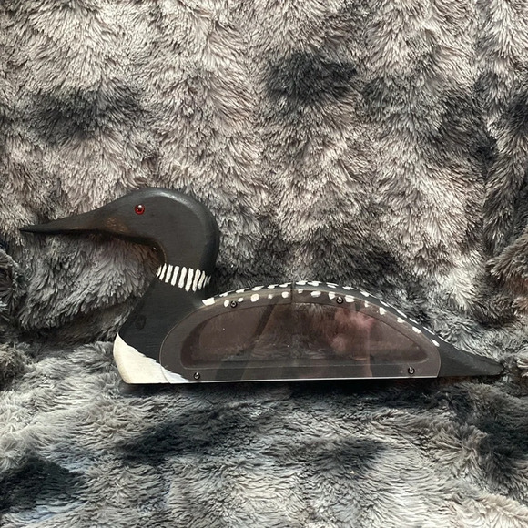Hand Painted Wooden Loon Coin Bank with Plexiglass Vintage - Picture 14 of 16